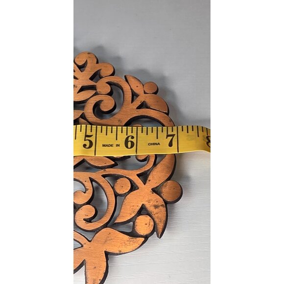Vintage Cast Iron Copper Finish Trivet Tree of Life w/ Bird Wall Decor - Picture 6 of 6
